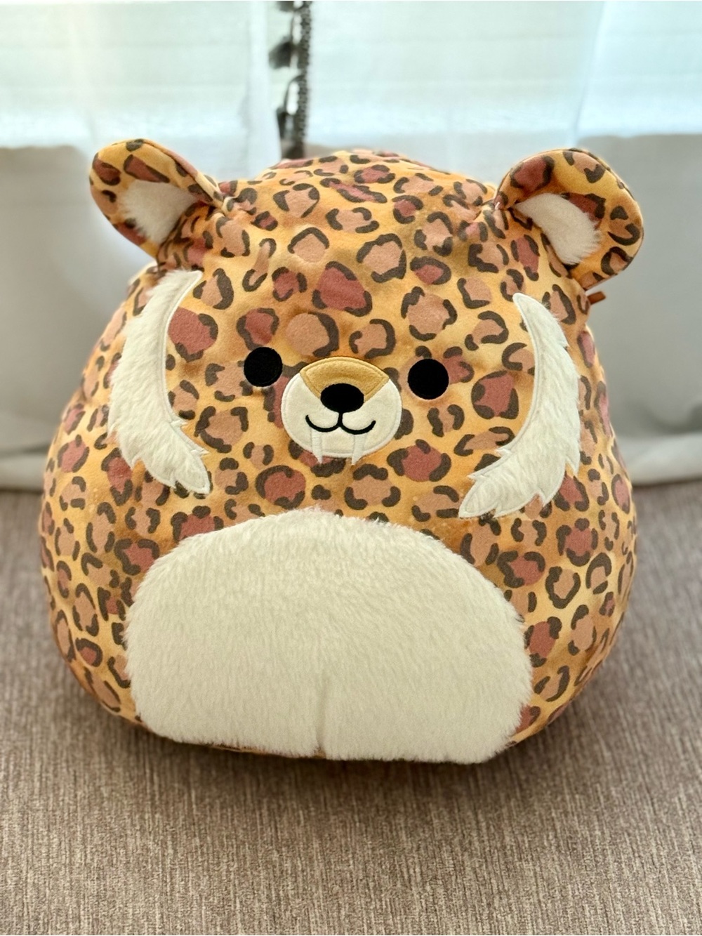 Squishmallows Leopard Print Plush Pillow - Cream & Brown